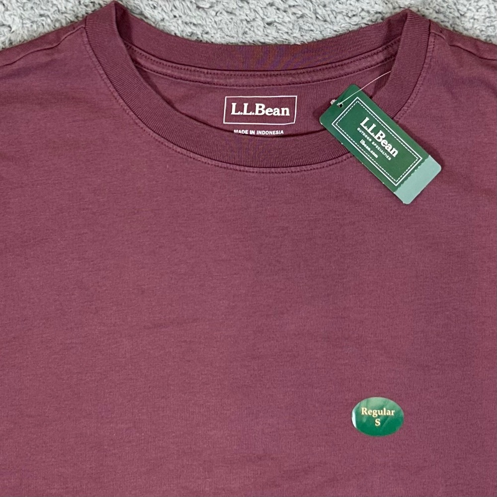 LL Bean Women Small Fig Purple Cotton Boxy Crewneck T-Shirt 527337 NEW
